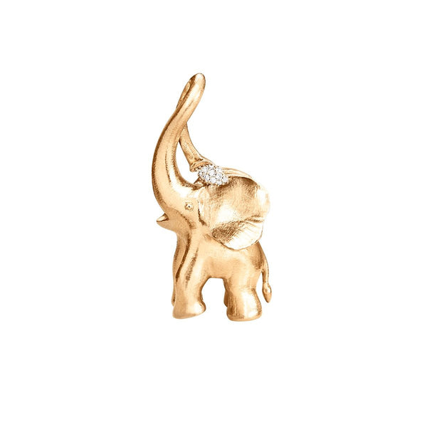 Großer Elephant Charm-Anhänger aus 18K Gelbgold I Diamanten