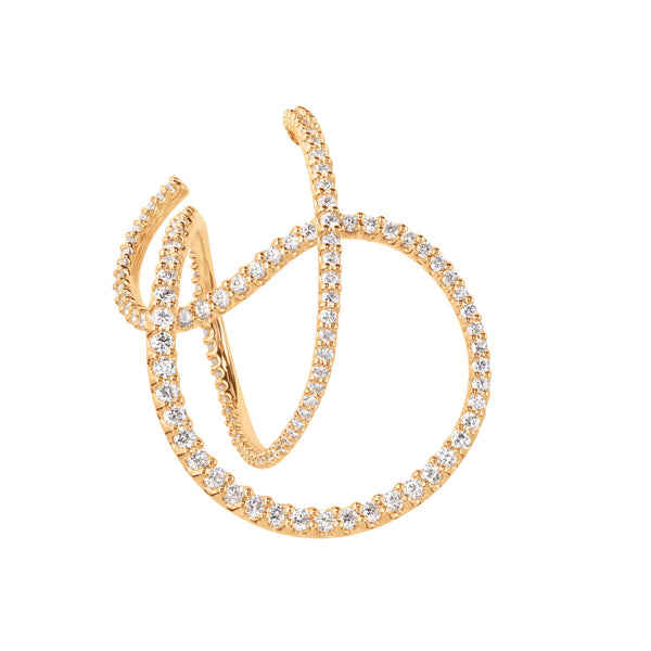 Twisted Love bands 18K Gold Earring w. Diamonds